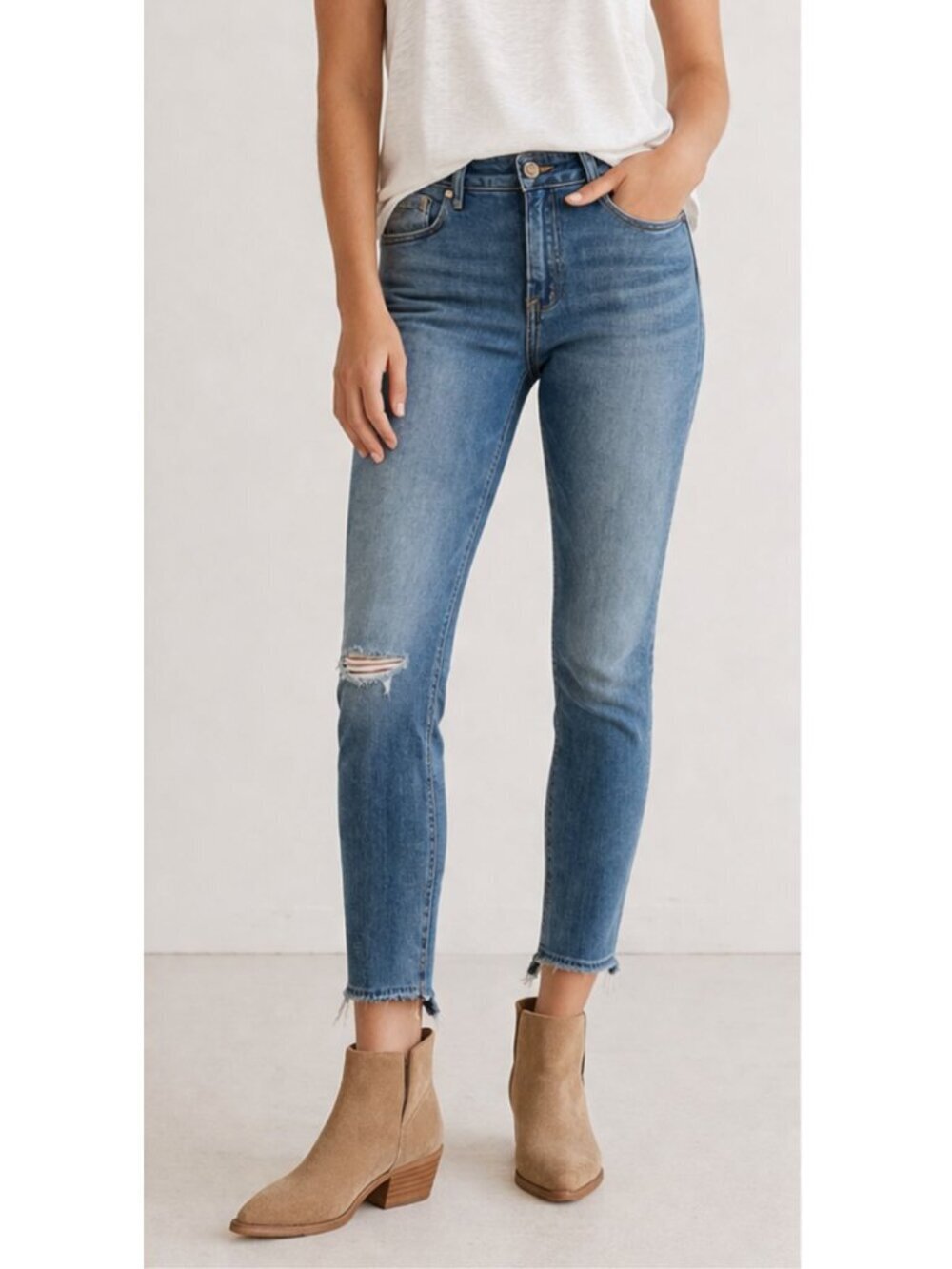 Free people We The Free Women's Blue Distressed Skinny Jeans 28 36261